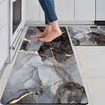 proxin 2 Pcs Kitchen Mats, Waterproof Memory Foam Kitchen Rugs, Standing Desk Mat Floor Mats, Comfort Runner Rug Carpets for Kitchen Floor, Sink - (120 * 40 cm, 40 * 60 cm - Marble)