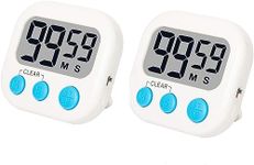 Brisica 2 Pack Digital Kitchen Timer, Classroom Timer for Teachers and Kids, Big Digits, Loud Alarm, Magnetic Backing with Stand, ON/OFF Switch, Minute Second Count Up Countdown Timer for Cooking Baking Sports Games Office