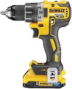 DEWALT Perceuse Visseuse Compact Brushless XR 18V Li-Ion 2Ah - Perceuse sans Fil avec Coffret TSTAK, Éclairage LED, 2 Batteries/Chargeur - 2 Vitesses (0-550/2000 tr/min) 460W DCD791D2-QW