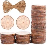 T One Woods Natural Wood Slices with Bark Circles for Arts Christmas Ornaments DIY Crafts (4-Inch, Brown)