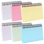 Vicloon Index Cards, 300 Pieces Coloured Record Cards, 5"x 3" Lined Flash Revision Cards Spiral Bound Ruled Lined Record Cards for School, Office, Learning, Memory, Sticky Note (A)