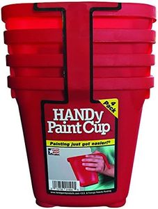 Handy Paint Cup Holds 16 oz. of Paint or Stain, Integrated Magnetic Brush Holder, Ideal for Trim Work, Touch-ups, 4 Pack