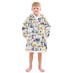 softan Wearable Blanket Hoodie for Kids, Super Warm and Soft Sherpa Flannel Sweatshirt Blanket with Giant Pocket, Hooded Blanket for 2-6 Year Old Boys Gifts, Construction Truck