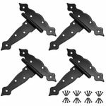 Tebery 4 Pack T Strap Hinges, 6 Inch Heavy Duty Gate Door Hinges with Screws, Decorative Hinges Black for Outdoor Fence, Warehouse, Sheds, Barn