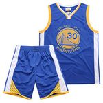 DaceStar Kids Basketball Kit 2-Piece, Basketball Kits for Boys, Basketball Sleeveless Tank Top and Shorts Set, Kids Basketball Jersey for 4-14 Years Old(Blue#30,L)