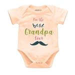 KNITROOT Grandparent Family Special Onesies, Unisex Baby Kids Cotton Lycra Envelope Neck Half Sleeve Peach Romper, Bodysuit, Sleepsuit, I'Ve The Best Grandpa Ever, 6-9 Monthsfor Boys & Girls