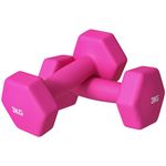 SPORTNOW Set of 2 Hex Dumbbells, Weights Pair with Non-Slip Grip, Home Gym Fitness Training Equipment, 2 x 3kg, Pink