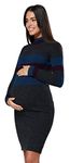 Zeta Ville Women's Maternity Knitted Midi Sweater Dress Long Sleeves. 054 (Graphite Melange, UK 12/14,)