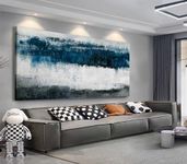 Abstract Canvas Wall Art - Blue White Black Grey Colorful Modern Canvas Pictures, Living Room Wall Decor, Contemporary Landscape Painting Prints for Bedroom Bathroom Home Decor 60x120 CM