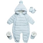 amropi Baby Snowsuit Infant Boys Girls Hooded Winter Romper Puffer Down Jumpsuit Blue,18-24 Months