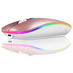 Wireless Mouse for Laptop, Rechargeale Bluetooth Mouse for Macbook Pro/Air/Mac/iPad/Chromebook/Computer -LED Dual Mode(USB 2.4Ghz + Bluetooth 5.1) Silent Mouse with USB C Adapter (Rose Gold)