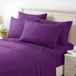 BYSURE Hotel Bed Sheets Set with 4 PCS Ruched-Hem Pillowcases(King, Embossed Purple), 15-inch Deep Pocket Microfiber Sheets, Super Soft Bedding Sets