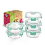 Allo FoodSafe Glass Containers with Lids for Office, Microwave Safe Containers,Borosilicate Meal Prep Glass Food Storage Containers for Kitchen, Leak Proof, Set of 5, 310ml