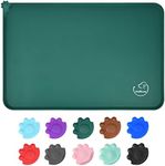 Juqiboom Silicone Waterproof Dog Cat Pet Feeding Mats, Non Slip, Easy Clean Pet Dog Cat Bowl Mats Placemat (18.5" x 11.5") Hunter Green