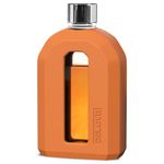 Delove Modern Glass Hip Flask with Silicone Sleeve- Small Portable Travel Liquor Flask- Clear Pocket Drinking Alcohol Flask for Men- Wedding Party, Groomsman, Gift- 7.5oz/220ml,Brown