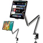 KU XIU Aluminum Alloy Tablet Stand for iPad 7-15.6'' Portable Monitor, Foldable Arm Holder Mount Compatible with iPad 10/9th Air Mini, Samsung Galaxy Tab S9 FE/A9+/S6 Lite, Kindle Fire HD, Surface Pro