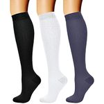 CHARMKING Compression Socks for Women & Men Circulation (3 Pairs) 15-20 mmHg is Best Athletic for Running, Flight Travel, Support, Cycling, Pregnant - Boost Performance, Durability (L/XL,Multi 52)