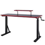 Amazon Basics Height-Adjustable Rectangular Gaming Computer Desk with Raised Monitor Shelf, Red, 140 x 63.5 x109-126 cm