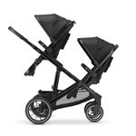 Deryan Evy V2 Pram for 2 Children, Baby & Toddler Tandem Pushchair, Double Second Seat from 6 Months, Baby Pram Buggy up to 50 kg, 2-in-1 Complete Set (Black+Seat)