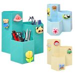 FunBlast Pen & Pencil Holders and Stationery Organizer Holder, 3 Compartment Plastic Case Holder, Stationery Organizer Box, Desktop Organizer, Office Table Accessories (Pack of 1:Random Color)