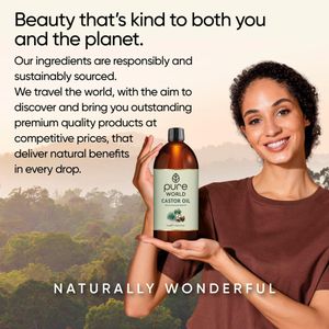 Pure World Natural Castor Oil 1L – Cold Pressed, 100% Pure, Hexane Free