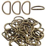 BronaGrand 50 Pieces 1inch Metal D Ring Bronze for Bag Landyard DIY Craft Accessories