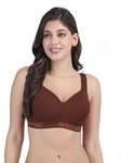 BODYSIZE Women's Everyday Wear Wire Free Padded Sports Bra SF-28 (Heavily Padded, Gym, Yoga Bra) | Everyday Wear, Sweat Absorbent, Soft Cotton Fabric for Ultimate Comfort (B Cup) (34, Brown)