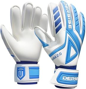 DERSISE Goalkeeper Gloves for Kids Adults - Goalie Gloves with 4mm Latex Anti-Slip Grip, Finger Protection All Weather (Blue, 9)
