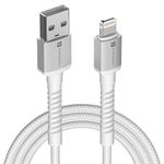 Portronics Konnect X USB to 8 Pin Cable with 3A Output, Fast Charging & Data Transfer, Nylon Braided, Aluminium Alloy Shell, 1M Length compatible with 8 PIN Devices(White)