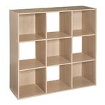 ClosetMaid Cubeicals 9 Cube Storage Shelf Organizer Bookshelf Square Shape, Easy Assembly, Wood, Birch Finish