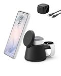 Belkin 3-in-1 Wireless Charging Station for Samsung, Android - Qi2.2 25W Magnetic Charger for Galaxy S26, Pixel 10, iPhone 17, USB C Port for Galaxy, Pixel, & Apple Watch (Watch Charger Not Included)