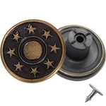 Trimming Shop 8 x Jeans Stud Buttons 17mm Wide Bronze Colour, with Star Design, Replacement for Missing Buttons on Jeans, Jackets, Clothes