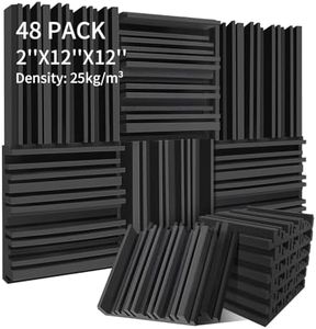 Knightsacoustic 48 Pack Acoustic Foam Panels, 2" X 12" X 12" Soundproofing Panels Sound Absorbing, Broadband Foam Sound Proofing Panels Soundproof Panels for Walls Studio Home Youtube Noise Cancelling