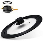 Ydeapi Universal Lid for Pots, Pans and Skillets, Pot Lid with Heat Resistant Silicone Rim and Tempered Glass, Fits 9.5", 10", 11" Diameter Pots & Pans