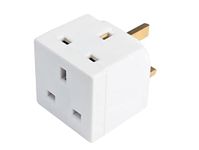 BAANI 2 Way Double Plug Adaptor - Multi Plugs Extension Sockets Adapter - UK 3 Pin Socket Extensions 250V 13 Amp - Power Extender Multiplug Block for Kitchen, Office, PC, TV, Indoor Lighting