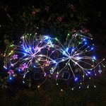 Amashop Outdoor Solar Garden Lights,105 LED Solar Powered Decorative Stake Landscape Light DIY Flowers Fireworks Stars for Walkway Pathway Backyard Christmas Party Decor 2 Pack(Mulit-Color)