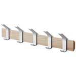 Yamazaki 4116 RIN Wall Coat Rack, Beige, Wood/Aluminum, Minimalist, 50 x 6.5 x 10 cm