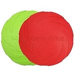 Vivifying Dog Flying Disc, 2 Pack 7 Inch Natural Rubber Floating Flying Saucer for Both Land and Water (Green + Red)