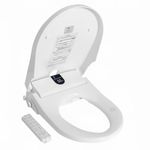 Puluomis Smart Bidet Toilet Seat with Stainless Steel Nozzle, Heated Electric Toilet Seat with Adjustable Warm Water and Air Dryer, Night Light, LCD Display, Side Knob and Remote Control, U-Shaped