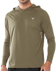 NORTHYARD Men's UPF 50+ Hoodie Shirts Rash Guard Long Sleeve Sun Protection SPF Fishing Shirt UV for Athletic Running Swim KHAKIGREEN 3XL