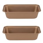 Russell Hobbs COMBO-8124 Set of 2 Opulence 28 cm Non-Stick Loaf Tins, Carbon Steel, PFOA Free, Easy Clean Bread Pan, Ideal Baking Pans for Making Bread and Cakes, Stylish Design, Gold