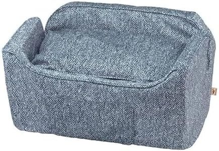 Snoozer Dog Car Seat with Storage Tray: Lookout II Dog Booster Car Seat Medium Sized Dog, Size: Large, Fabric: Palmer Indigo, Pet Car Seat to Help Car Sickness for Dogs, Removable Washable Cover