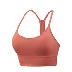 Women's Y Back Padded Sports Bra for Gym Yoga Workout Comfortable Thin Strap Racerback Athletic Top(Orange,L)