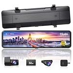 JOMISE 11" Mirror Dash Cam with Detached Front Camera, 4K+2.5K UHD Full Touch Split Screen, Car Backup Rear View Mirror Camera, GPS, Night Vision, Parking Assist, Speed Alarm, Free 32G Card, T860+