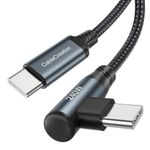 CableCreation 240W Usb C To Usb C Cable Right Angle,90-Degree Braided Type C Cable Fast Charging For iPhone 15 Pro Max,Macbook Pro/Air,iPad Pro/Air/Mini,Galaxy S24/S24 Ultra/S23/S22,Xps,3Ft,Black