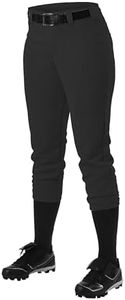 Alleson Athletic Fastpitch Softball Pants for Women. Low Rise Double Knit Black Softball Pants with Belt Loop (Style 605PBW) Large