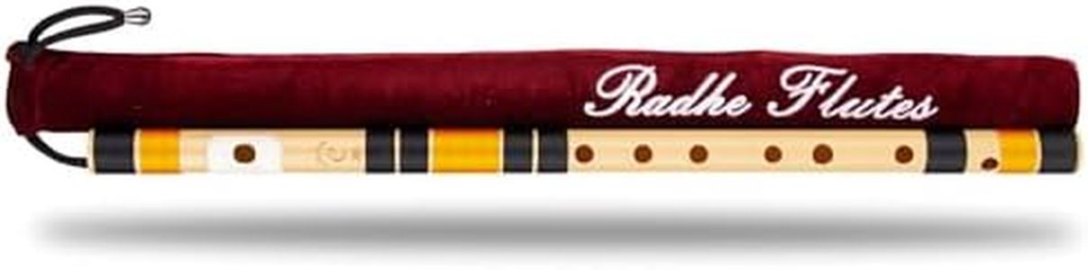 Radhe Flutes | C Natural Right Handed Middle Bansuri | Tuned With Tanpura A=440Hz | PVC Flute + Velvet Cover + Hindi & English Flute Lessons (Black & Orange)