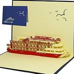 LIN Pop Up 3D Greeting Card as a Gift Card for a Cruise, Cruise Ship, Large Card (6 x 7.8 inches), (#115)