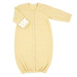 Stephan Baby Stripey Knit Collection, Snap-Front Gown, Yellow + White Stripes with Stars, Newborn