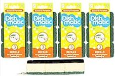 Dishmatic Heavy Duty Green Refill Sponges - General-Purpose Washing-Up Sponge Refill Heads - ( 3 x 4 =12 Refill )